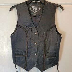 Diamond Plate Black Leather Vest